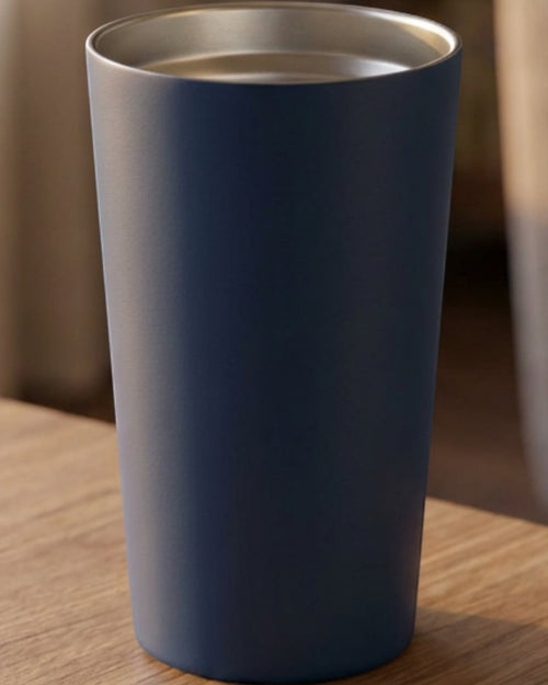 Pelfu Low-Profile Single-Wall Stainless Steel Beer Tumbler 14 oz Matte Navy - Lifestyle view