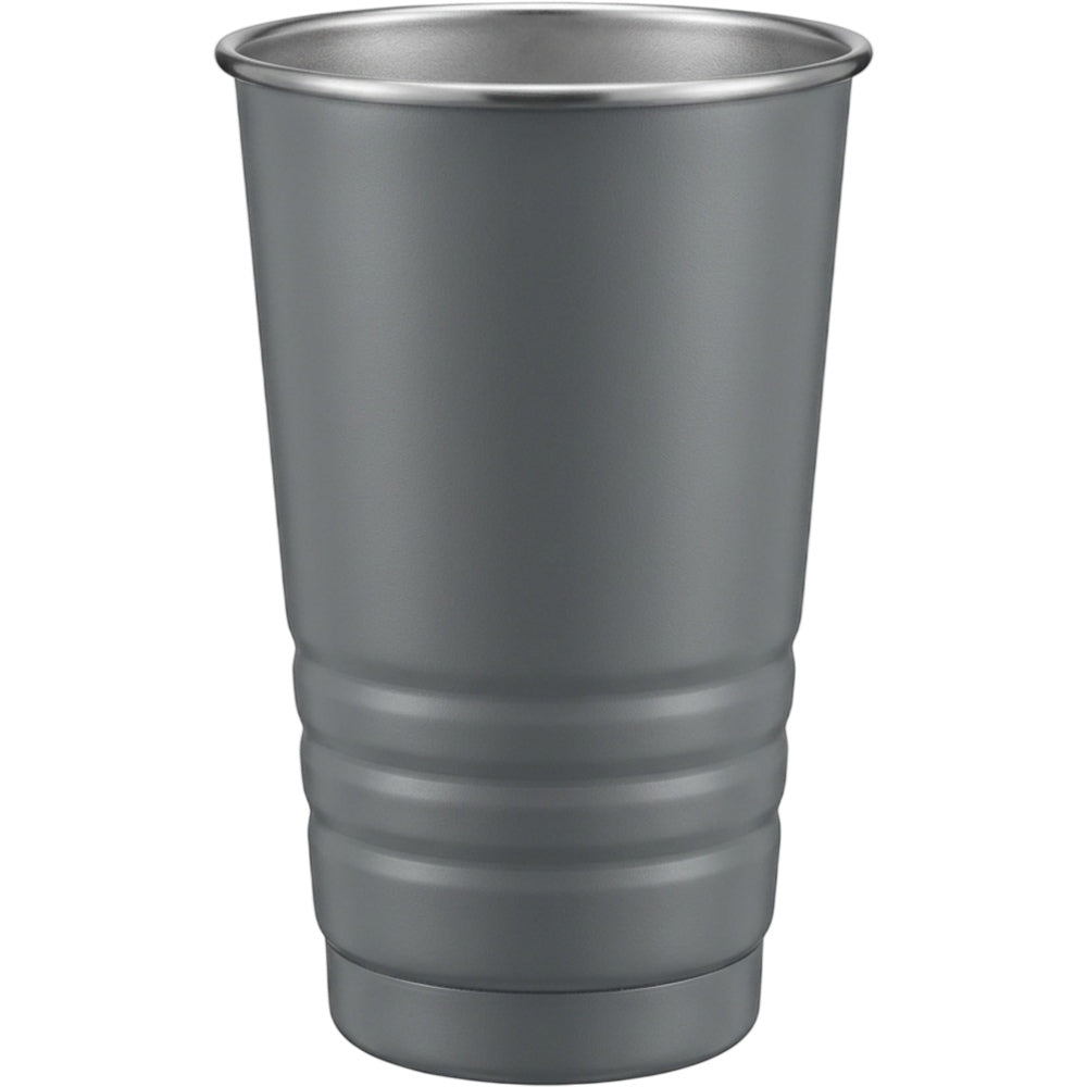 Pelfu Ribbed Stackable Single-Wall Stainless Steel Beer Cup 20 oz Smoke Gray - Product view