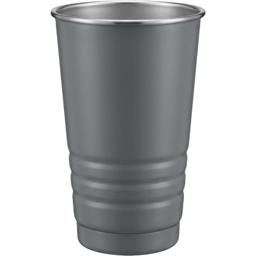 Pelfu Ribbed Stackable Single-Wall Stainless Steel Beer Cup 20 oz Smoke Gray - Product view