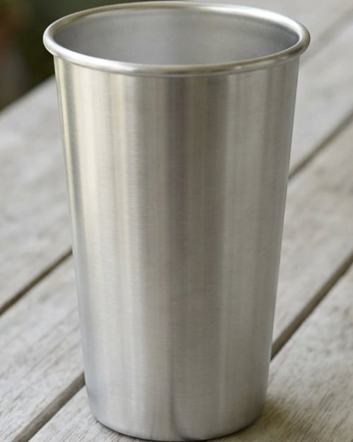 Pelfu Straight Single-Wall Stainless Steel Pint Cup 16 oz Satin Silver - Lifestyle view